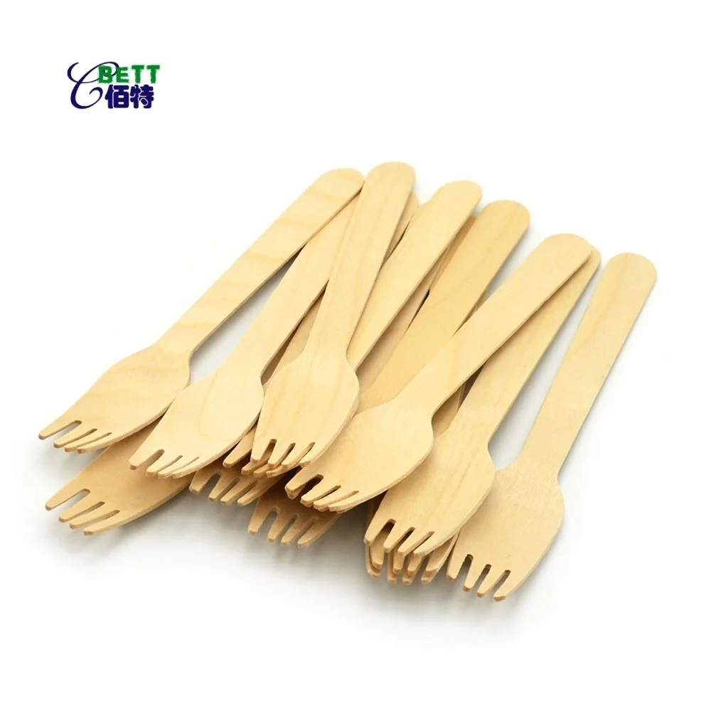 
Biodegradable Disposable picnic party BBQ wooden fork knife spoon tableware wooden Flatware cutlery with bulk pack 