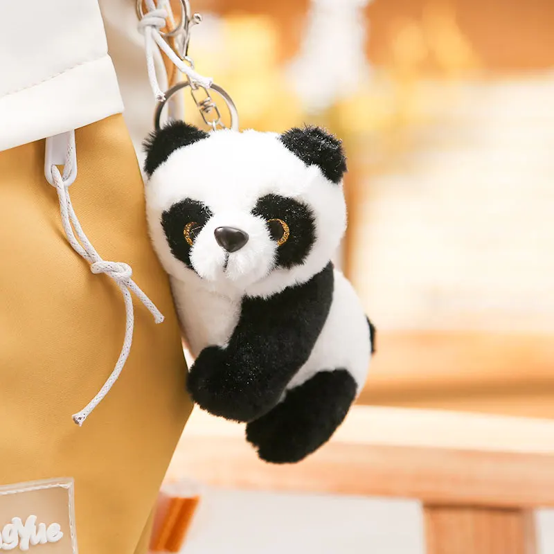 kawaii Custom Cartoon Panda mini Plush keychain toys Dolls Pendant Cute Stuffed Animals Panda Keychain Plush Panda diy bag charm