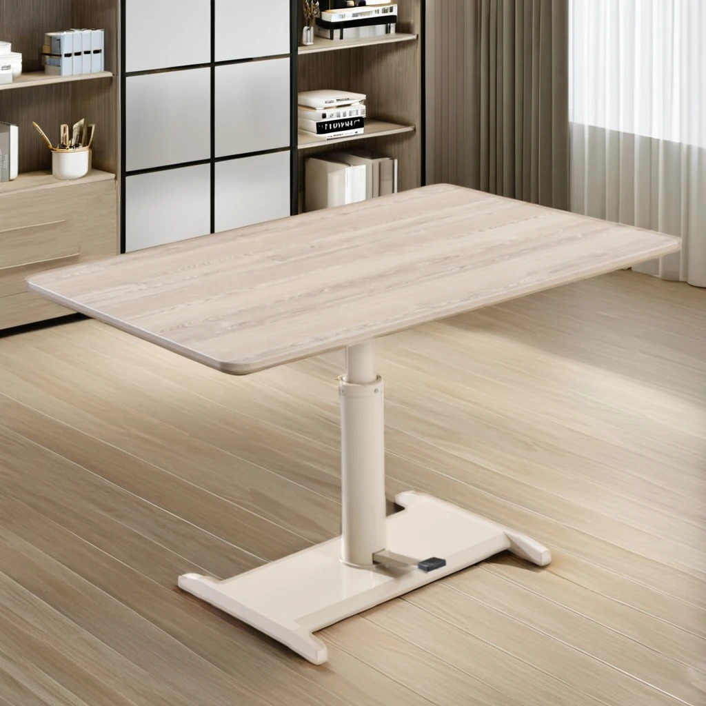 Modern 1M Long Oval Rectangle Dining Table Set Wooden Height Adjustable Convertible Design for Bedroom Dining & Living Room