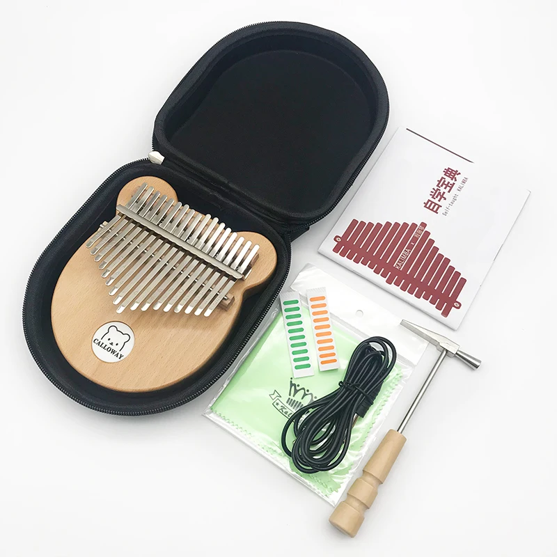 Электрический миниатюрный медведь Kalimba 17 клавиш EQ большой палец пианино буковое дерево барабанные наборы