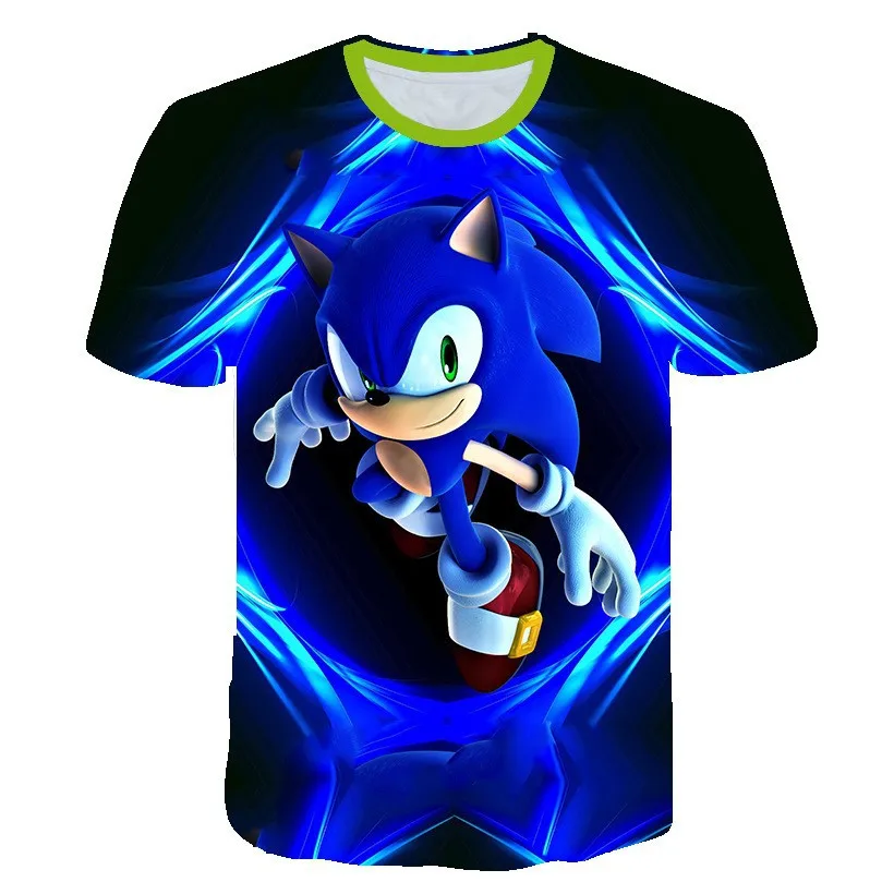Custom Sonic Tshirt Kids Clothing Boys Cartoon Game Super Sonic Boys Clothes children T-shirt Summer Clothes For Girls