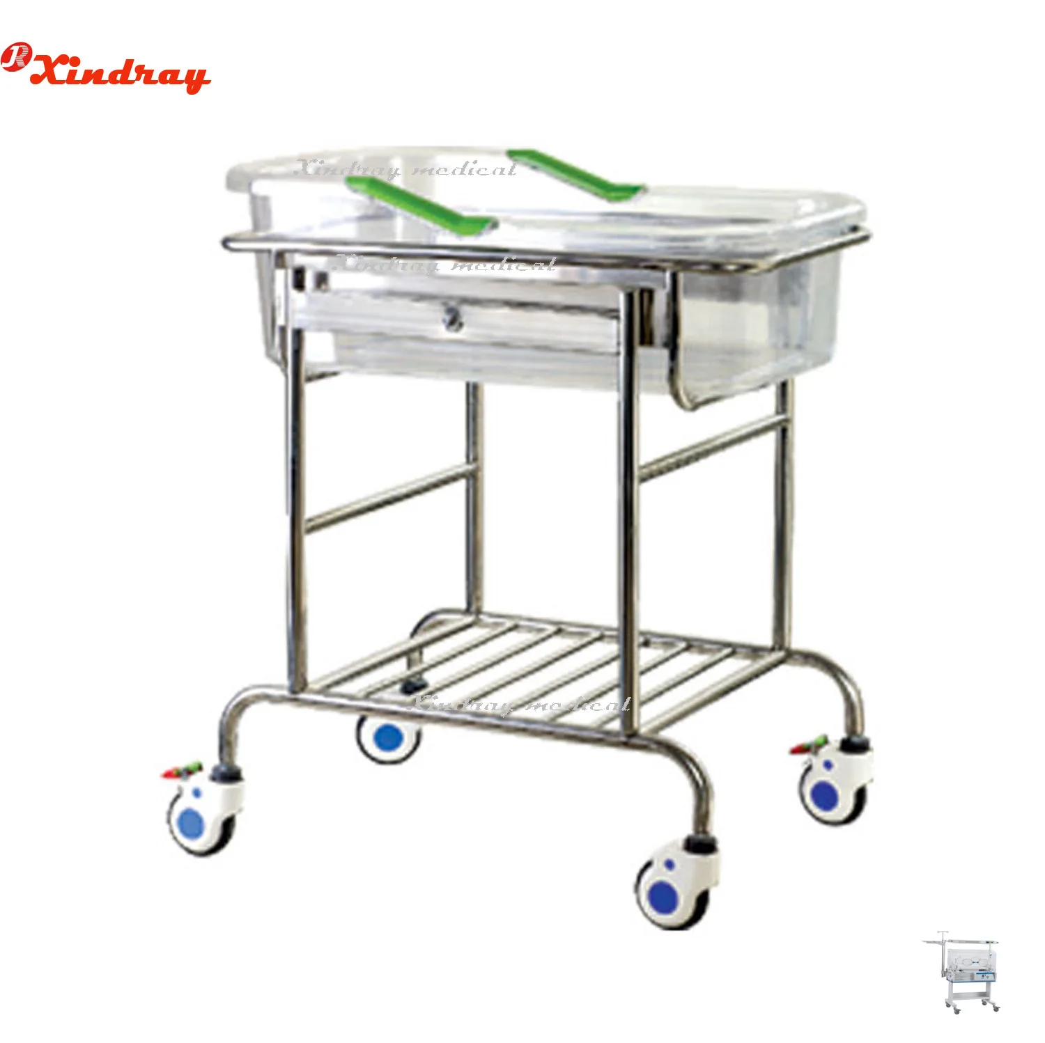 Assembled Hospital medical Stainless Steel neonate Hospital Newborn Baby Trolley