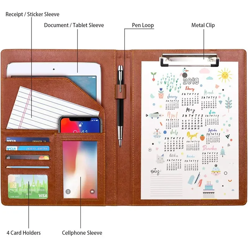 Resume Portfolio Folder Leather Interview Portfolio Business Portfolio Organizer with Legal Pad Folder Clipboard