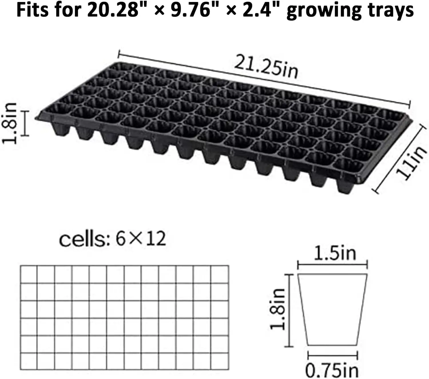 10 Pack Thickened 72 Cells Seedling Trays- BPA Free Plastic Gardening Germination Trays
