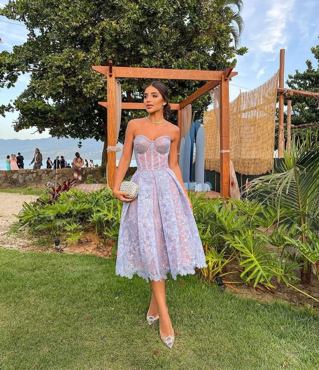 PRETTY STEPS Summer Midi Lace Dress A Line Slim White Pareo Clubwear Sleeveless Sexy Short Party Dresses For Women Clothes