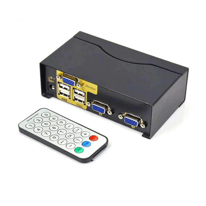 2 port USB VGA KVM switch Manual series  high quality  2 input 1 output with usb hub support 1920X1080@60HZ