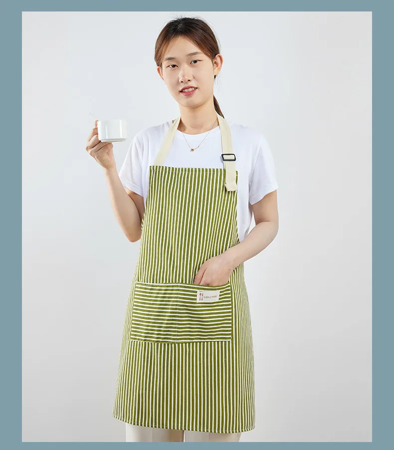 Custom Cooking Logo Waiter Apron Cotton  Linen Women Cotton Apron Customize Kitchen Apron With Logo