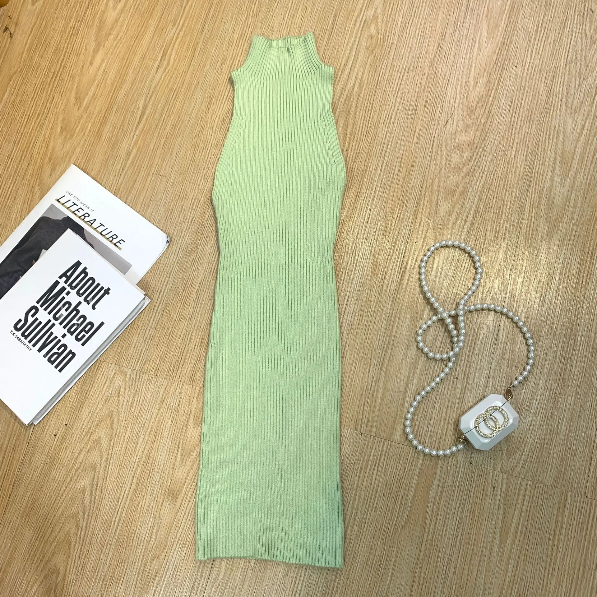 Изготовленный На Заказ OEN ODM для женщин с высоким воротом вязаное обтягивающее летнее платье без рукавов, карьера, под платье, на талии, без рукавов, повседневное сексуальное уличная одежда