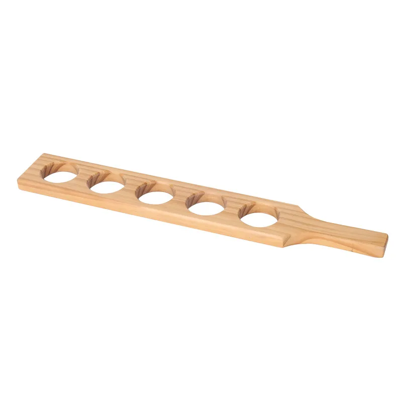 wooden shot glass serving tray beer tasting holder trays with handle