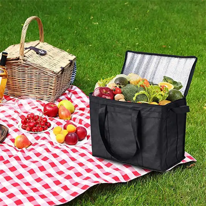 Reusable Thermal Insulated Cooler Bag Grocery Cool Carry Non Woven Lunch Cooler Bag For Food