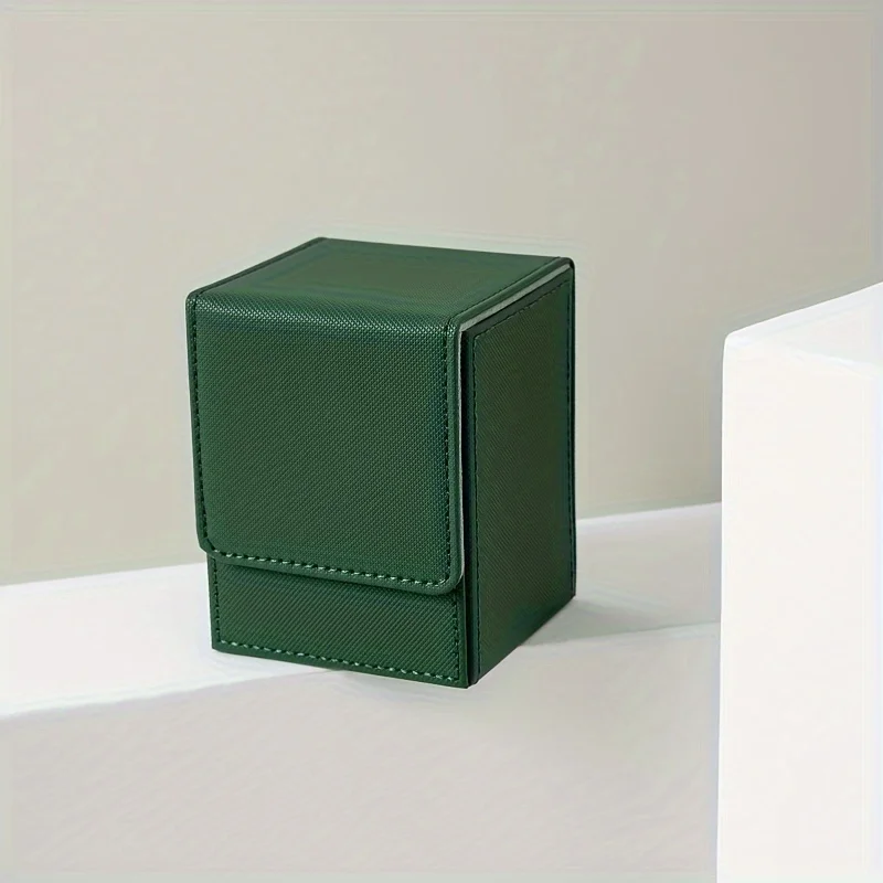 Premium Pu Leather Card Storage Box With Magnetic Flip Lid Holds 100 Sleeved Cards, Ideal For Yu-Gi-Oh MTG Sports Cards