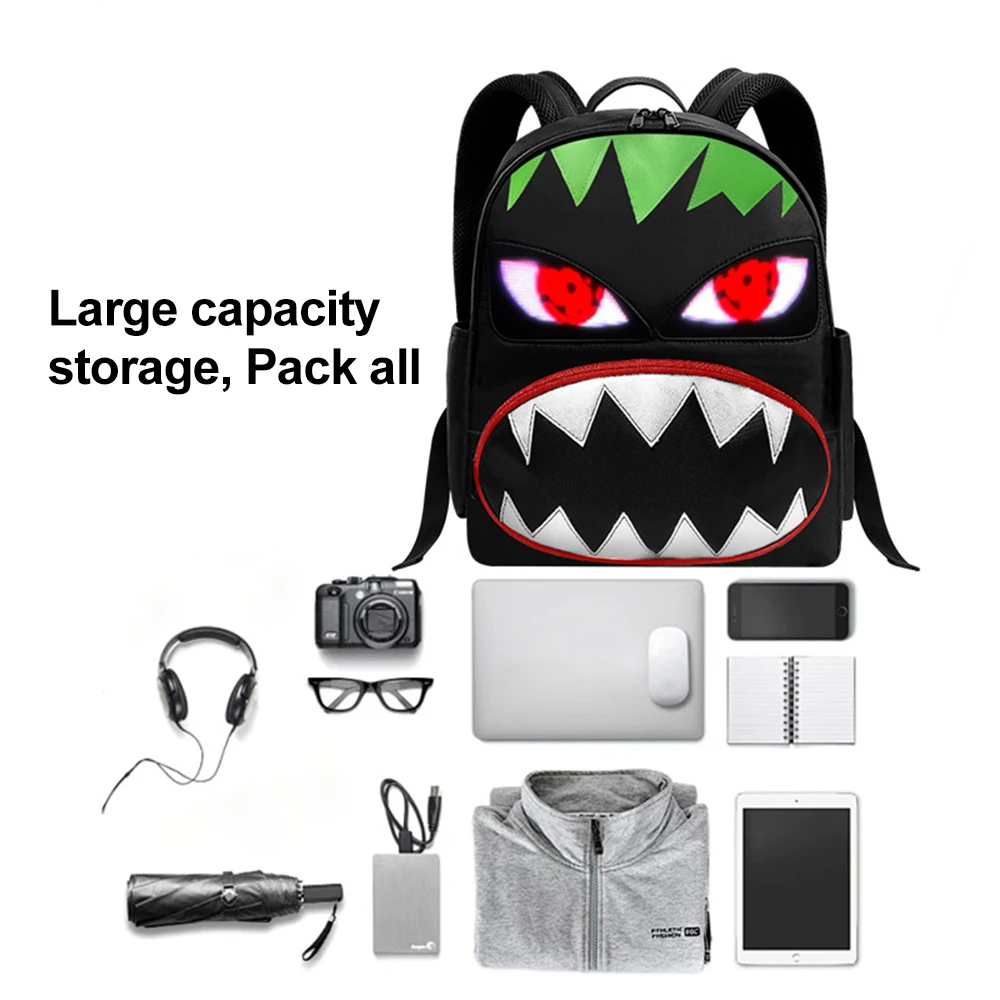 Colorful Promotion Led Backpack Dynamic Led Bag Screen Display Waterproof 3D Backpack Smart Led Little Monster Backpack Factory