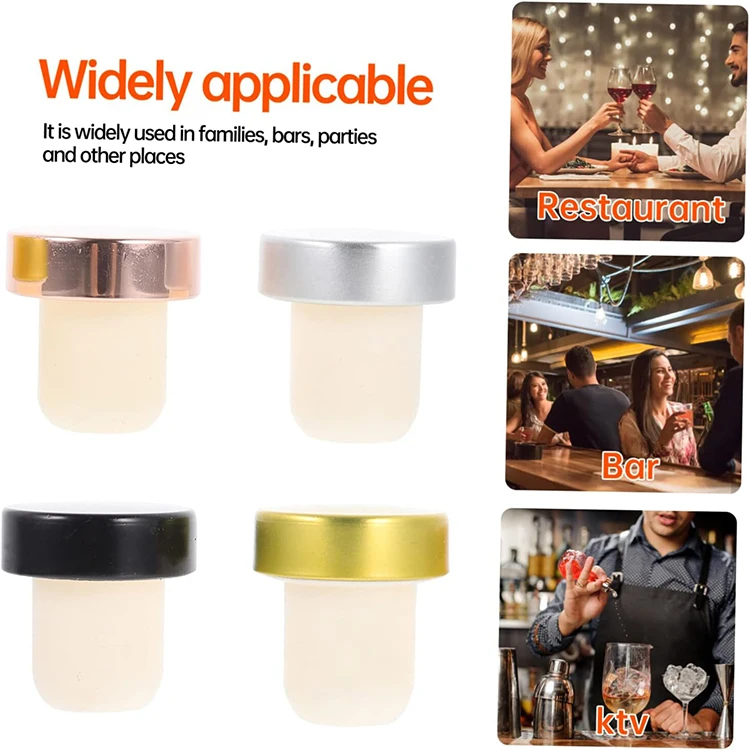 Custom Logo Synthetic Cork Stopper Zinc Alloy T Shape Cork Stopper For Liquor Whisky Wine Bottle Stopper