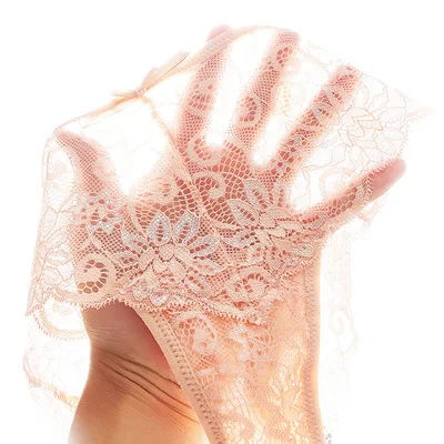 Ladies thong sexy low waist T pants high-end transparent lace hollow girls panties triangle cotton crotch thong