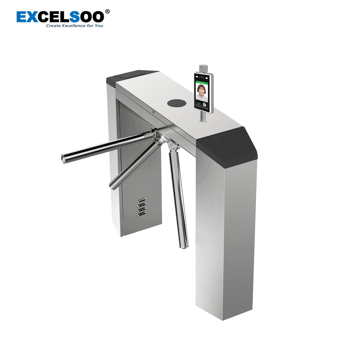 Tripod Turnstile with Face Recognition Terminal For Bus Tickets Checkpoint