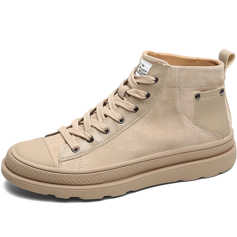 Удобные модные высокие мужские ботинки, дышащие кожаные повседневные мужские ботинки, новые модные ботинки для мужчин