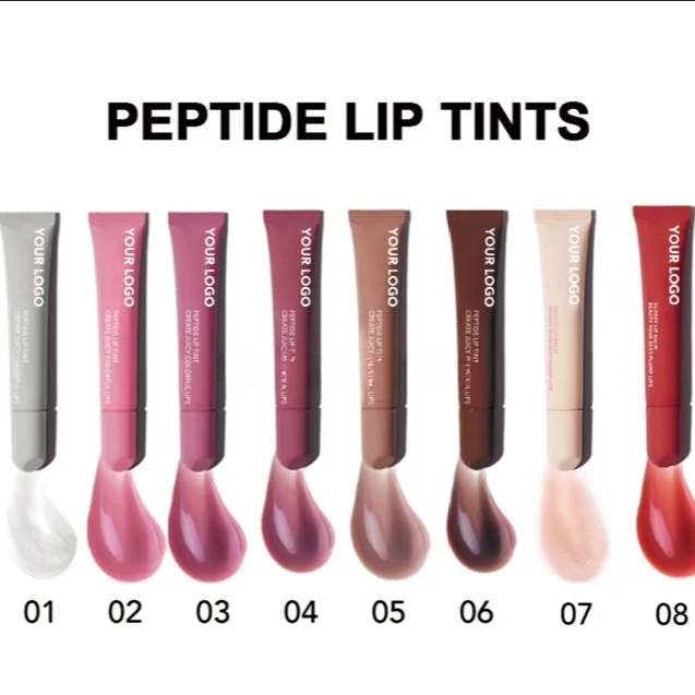 Custom Logo Tinted Lips Balm Peptide Lip Treatment Vegan Plumper Lipgloss Private Label Lip Balm
