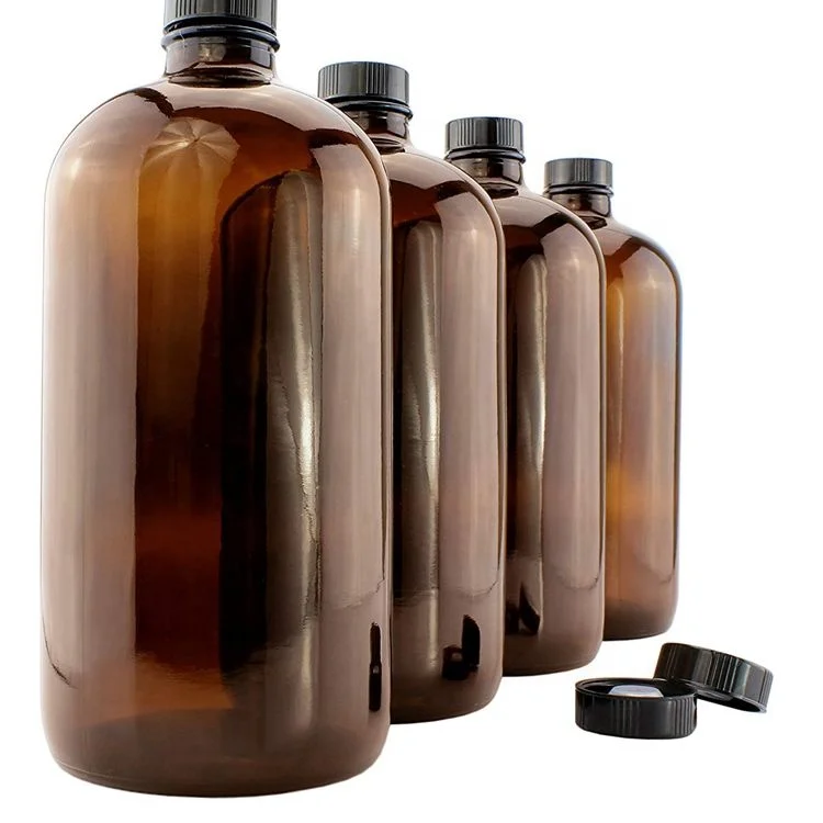 wholesale 240ml 8oz Amber Glass Boston Bottles for Syrup Pharmaceutical Glass Bottle