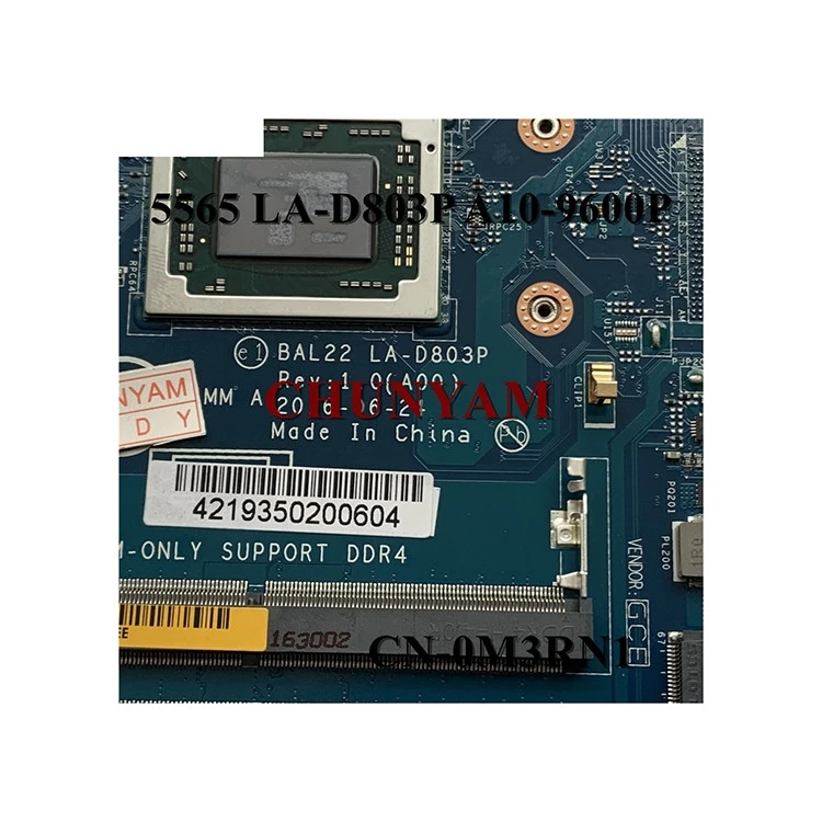 Factory direct processor 100% 15 5565 Laptop Motherboard LA-D803P 0N7GMF BAL22 DDR4 for dell