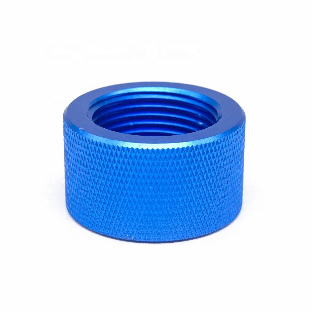 OEM cnc machining aluminum turning parts blue anodized  Knurled guitar knob