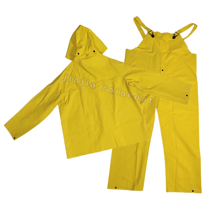 Hot Selling Pvc Polyester Rain Suit Heavy Duty Rain Gear Waterproof Polyester Raincoats Industrial Work Rain Jacket