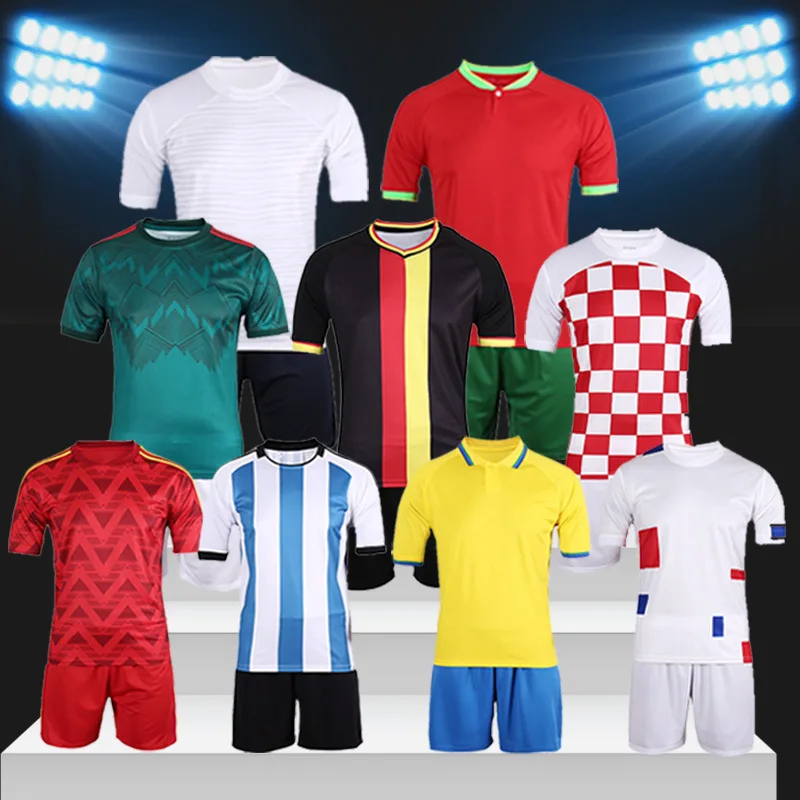 2022 2023 World Cup Qatar Custom 100% Polyester Soccer Jersey Thai quality men Short Sleeve Football Shirt custom Uniform