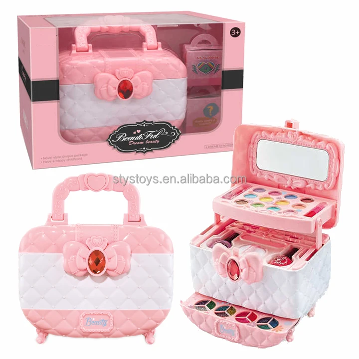 Multifunctional Beauty Fashion Makeup Suitcase Pink Pretend Play Cosmetics Toys Gift