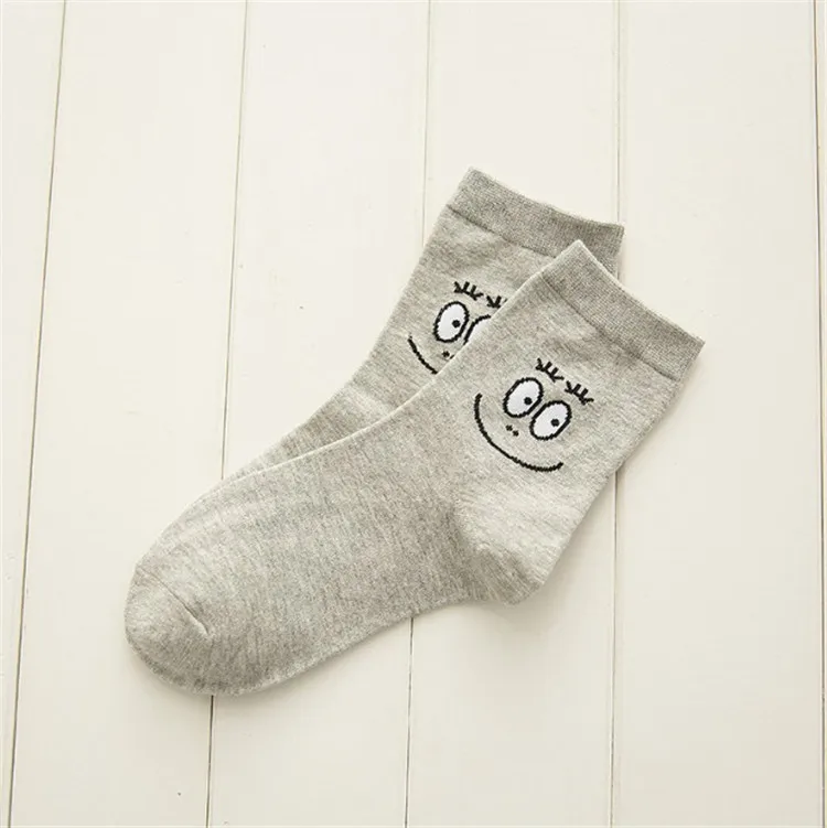 Barbapapa Women Cartoon Funny Smiley Face Cotton Crew Socks Campus Girl Socks