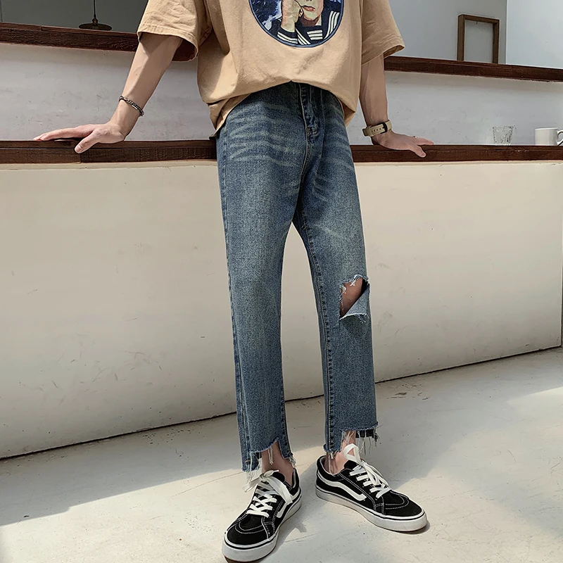 
Comfortable Straight Blue Stretch Skinny Jeans Summer Jeans for Men 