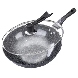 HH Amazon hot sale maifan stone non-stick pan less oily smoke induction cooker gas suitable for wok iron pan pan