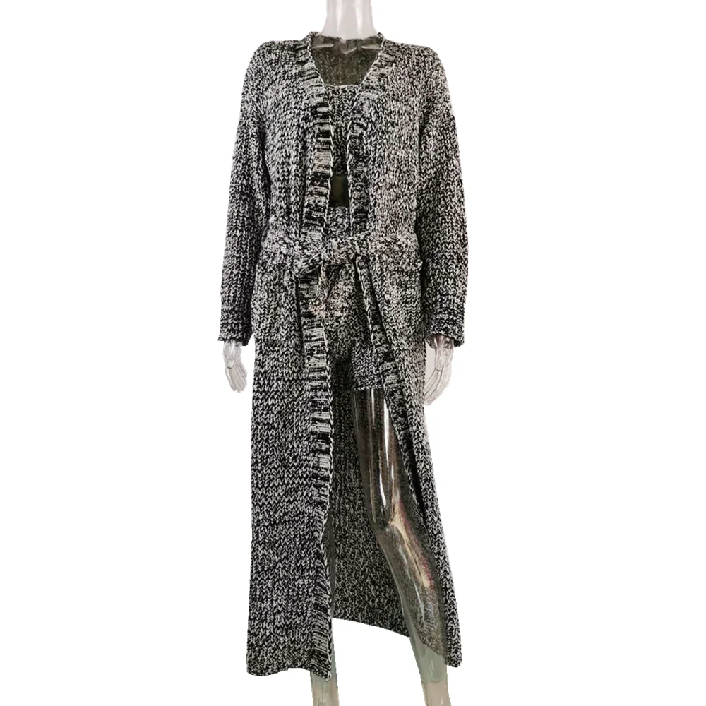 cardigans sweater women long cardigan shorts vest top sweater twinset  fashion 3 piece set women knitted sweater suits
