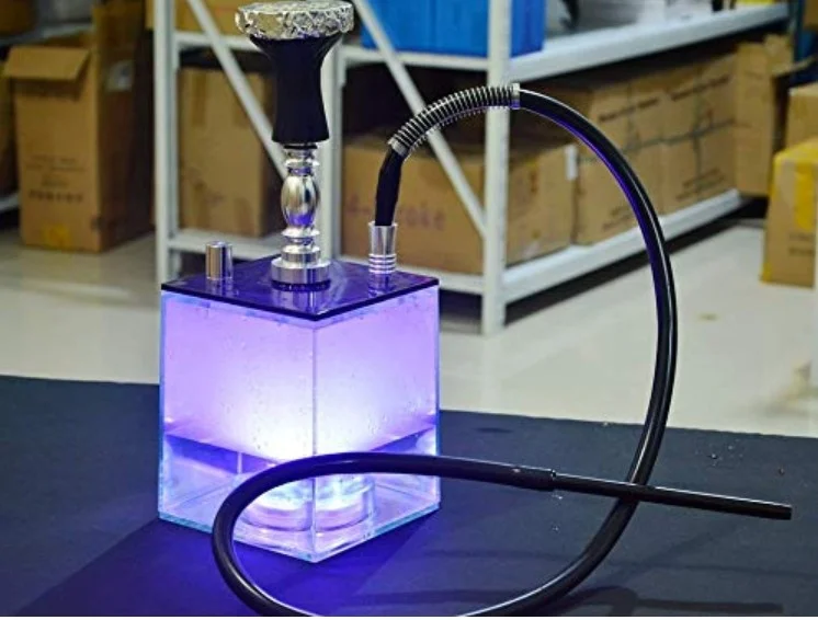 Clear LED Shisha Hookah One Hose Big Smoke Acrylic Hookah Set