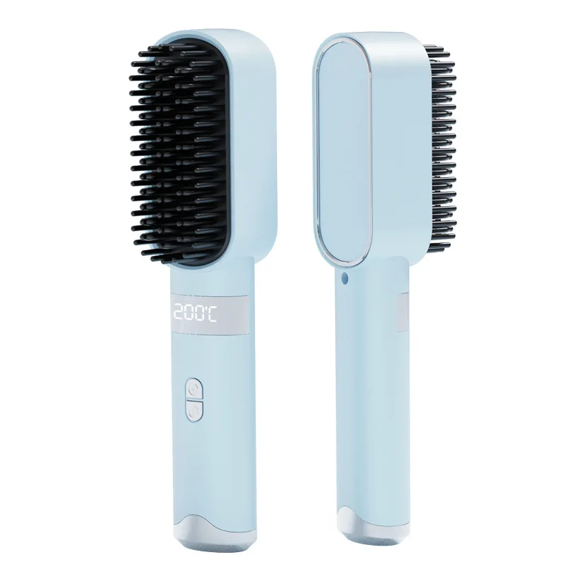 Portable Wireless Hair Straightener Rechargeable LCD Display Lazy Straight Hair Curling Iron Dormitory