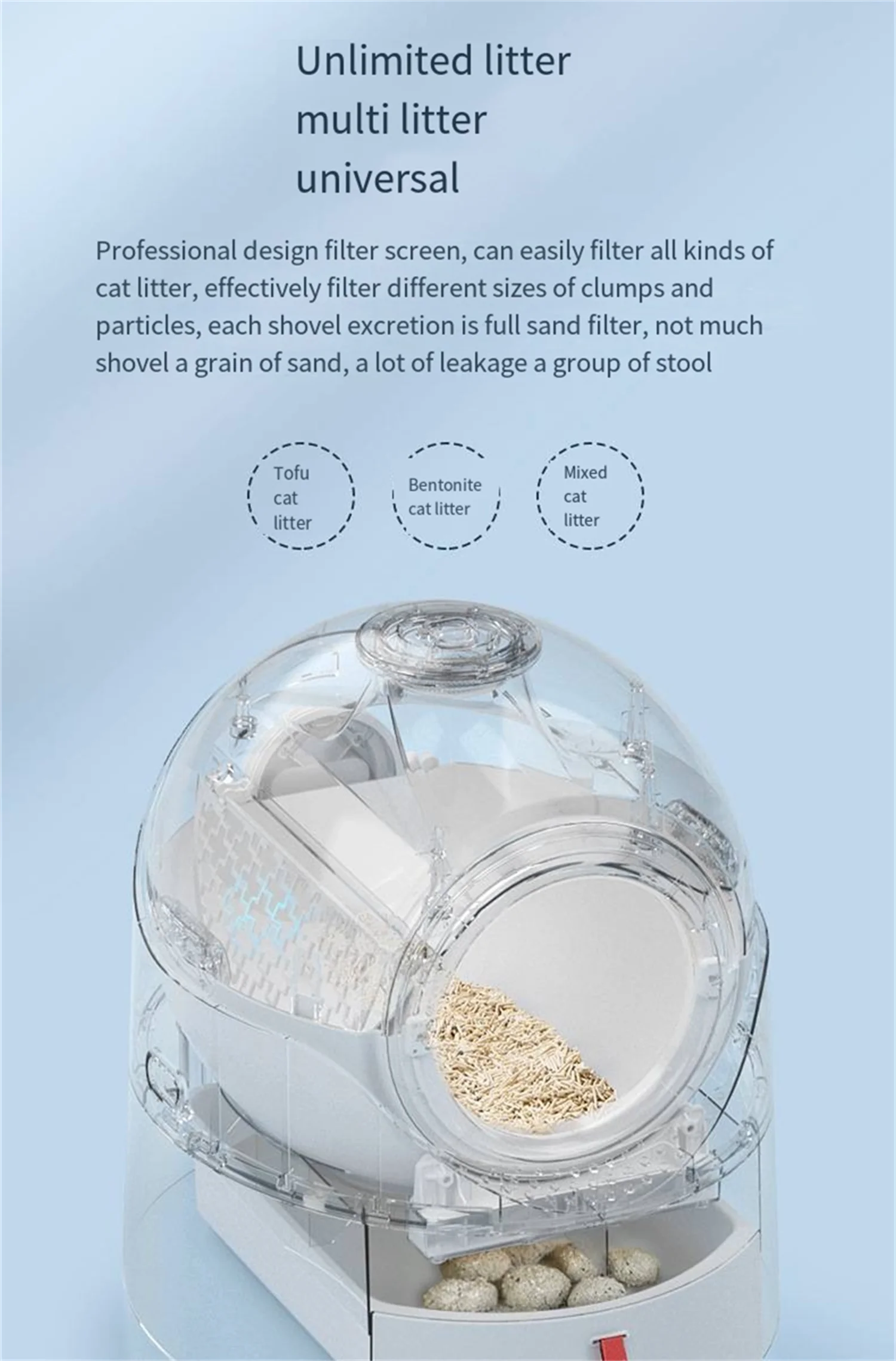 Oem private label custom logo extra large capacity open automatic smart wifi cat litter box