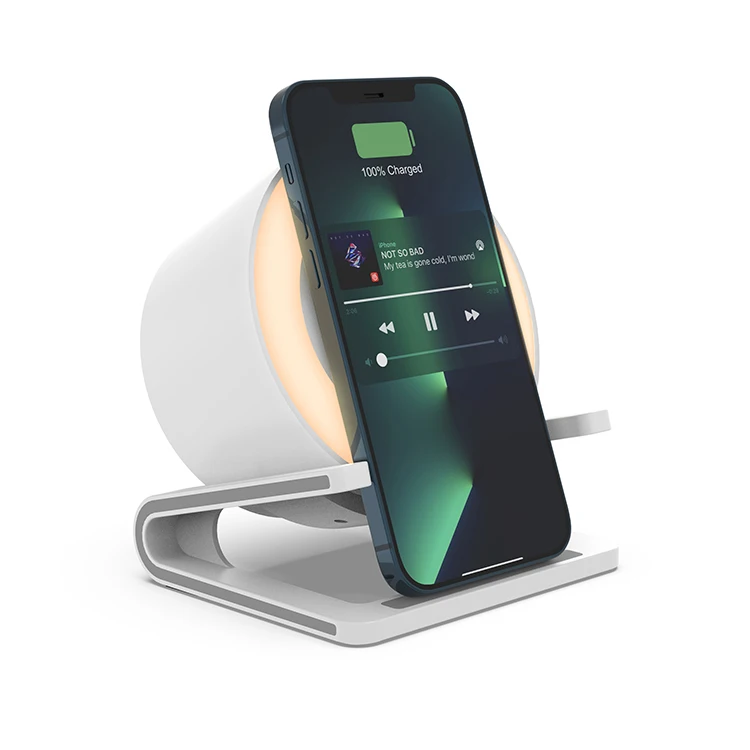 6064Q 2022 private mold 4 in 1smart table lamp 3 grade led 15W smartphone mobile phone wireless fast charger bt speaker