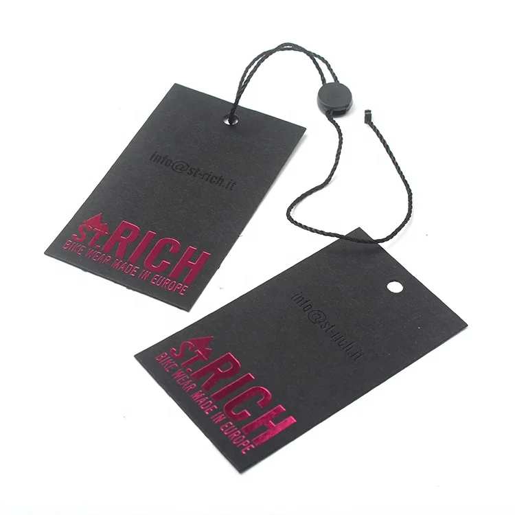 Rose Gold Foil Printing Cardboard Hang Tags Custom Luxury Paper uv Hangtags for Clothing