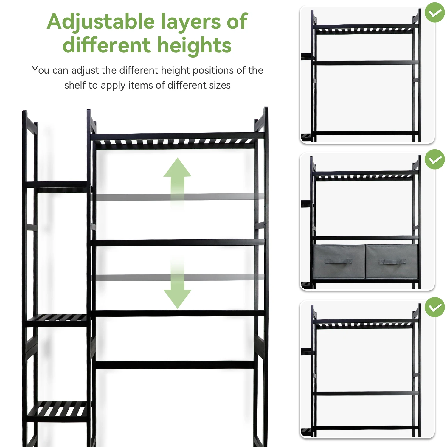 GL Multi Tier Eco-Friendly Storage Organizer Over Toilet Bamboo Rack for Bathroom Storage Shelf Bamboo Over Toilet Rack Shelf