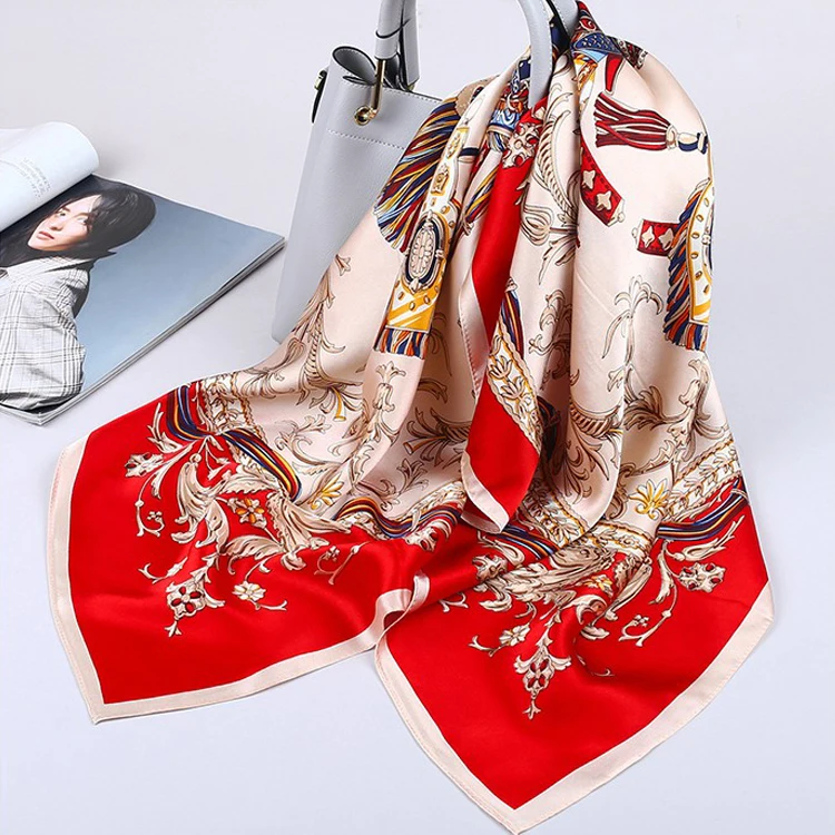 Индивидуальный шелковый шарф 90 см, шарф из чистого шелка, бандана, квадратный шелковый шарф, Женский хиджаб