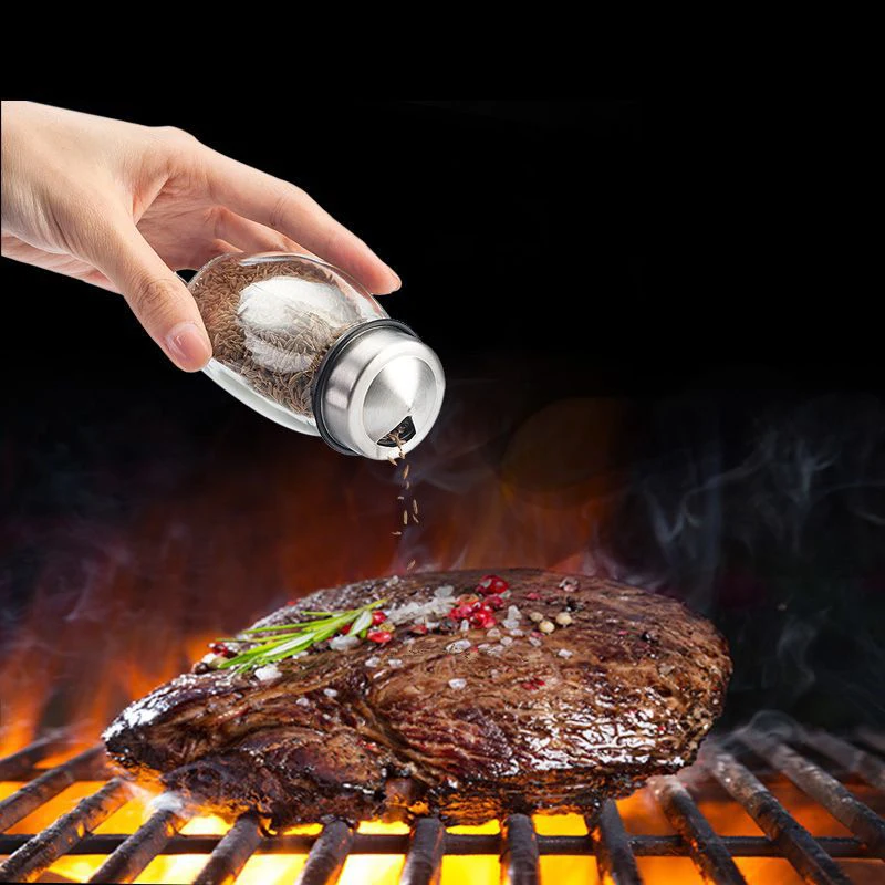 Round Glass Spice Jar Carousel Rotatable Set Spice Rack RotatingTransparent Portable Spice Bottles with Stainless Steel Lid