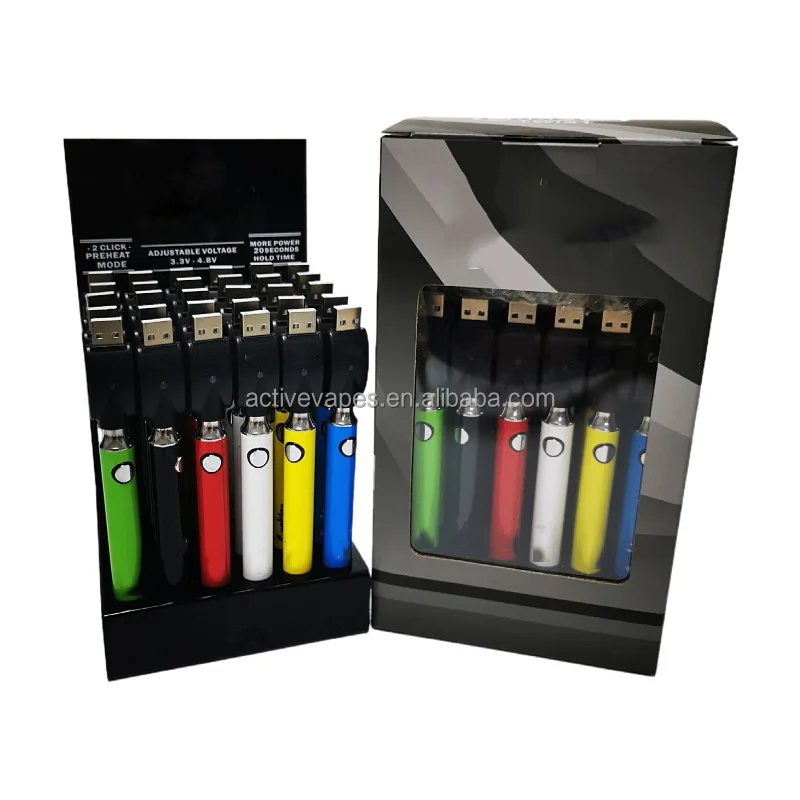 2021 new arrival ajustable voltage slim vapes batteries 510 thread battery for cbd cartridges with display pack