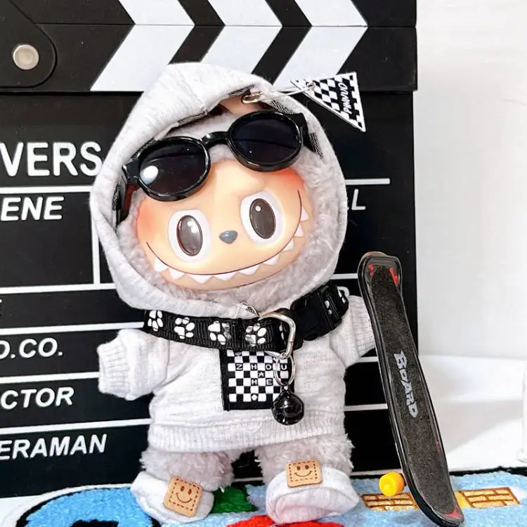 Cute Doll Labubu Clothing Winter Coat Plush Toy 17CM Macaron Dress Protect Outfit Bag Pendant The Monster Doll Clothes