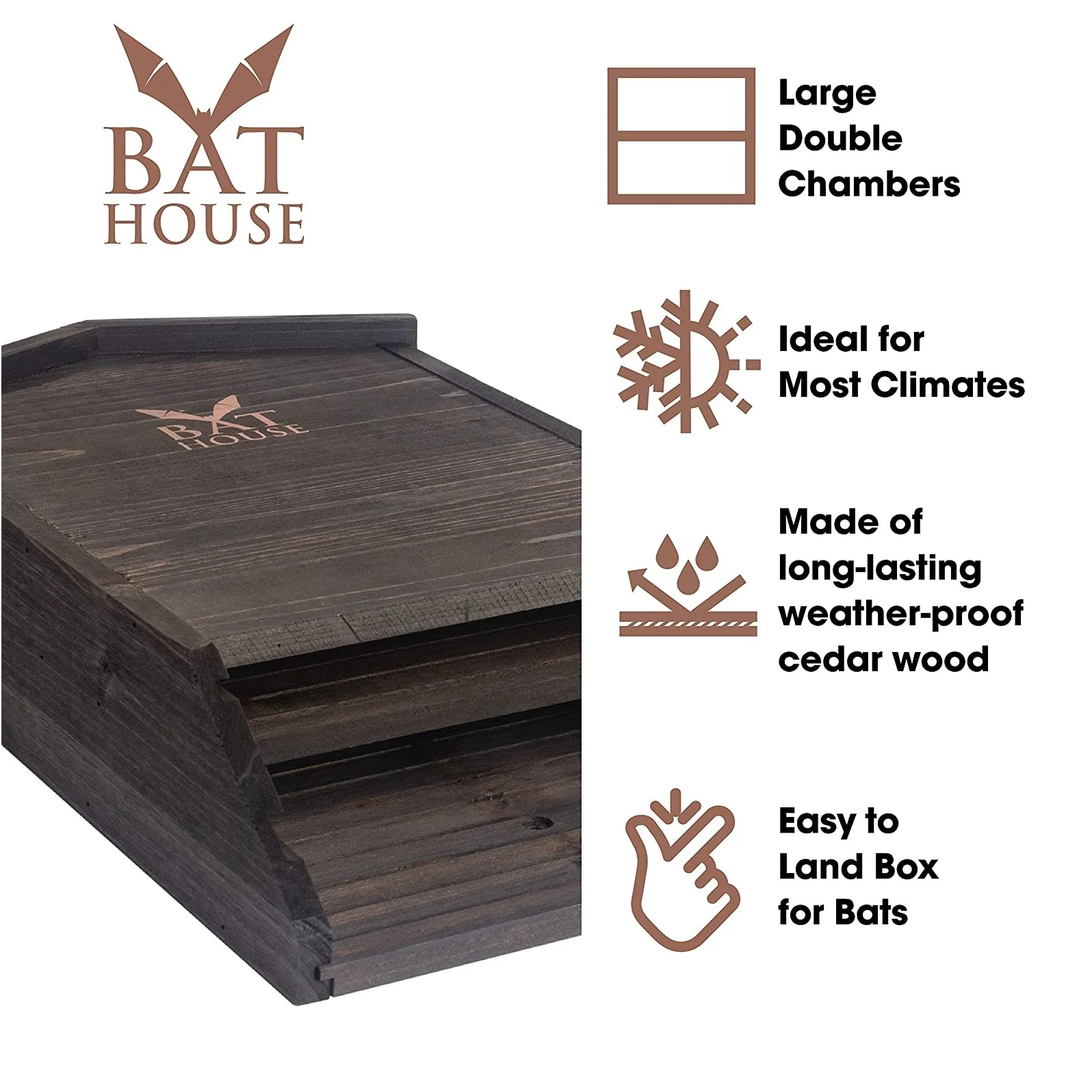 Bat House for Outdoors ,Wooden Bat  Box, Bat stand and Roost