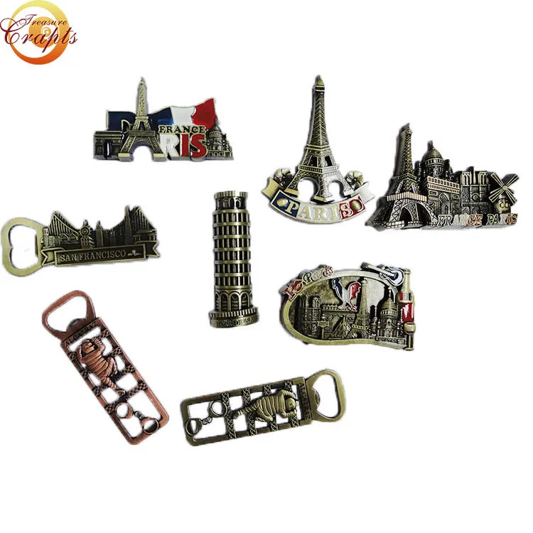 Custom eiffel tower building decorative 3D metal fridge magnets for souvenir gifts