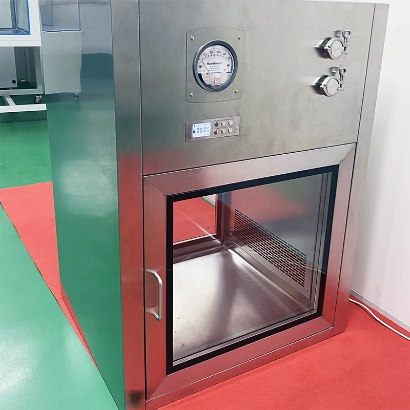 500 X 500 X 500 Clean Room Stainless Steel Static Pass Through Box Transfer Window with UV Light