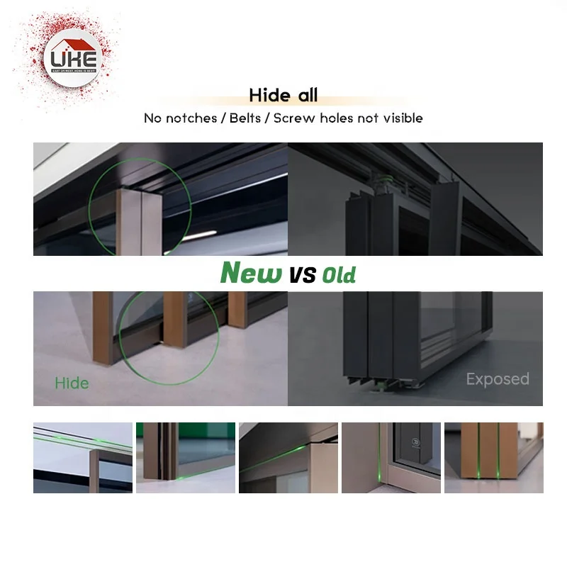 Hanging Sliding Synchronized Door System Aluminium Frame Glass Soundproof Minimalism Hidden Track Hardware Doors