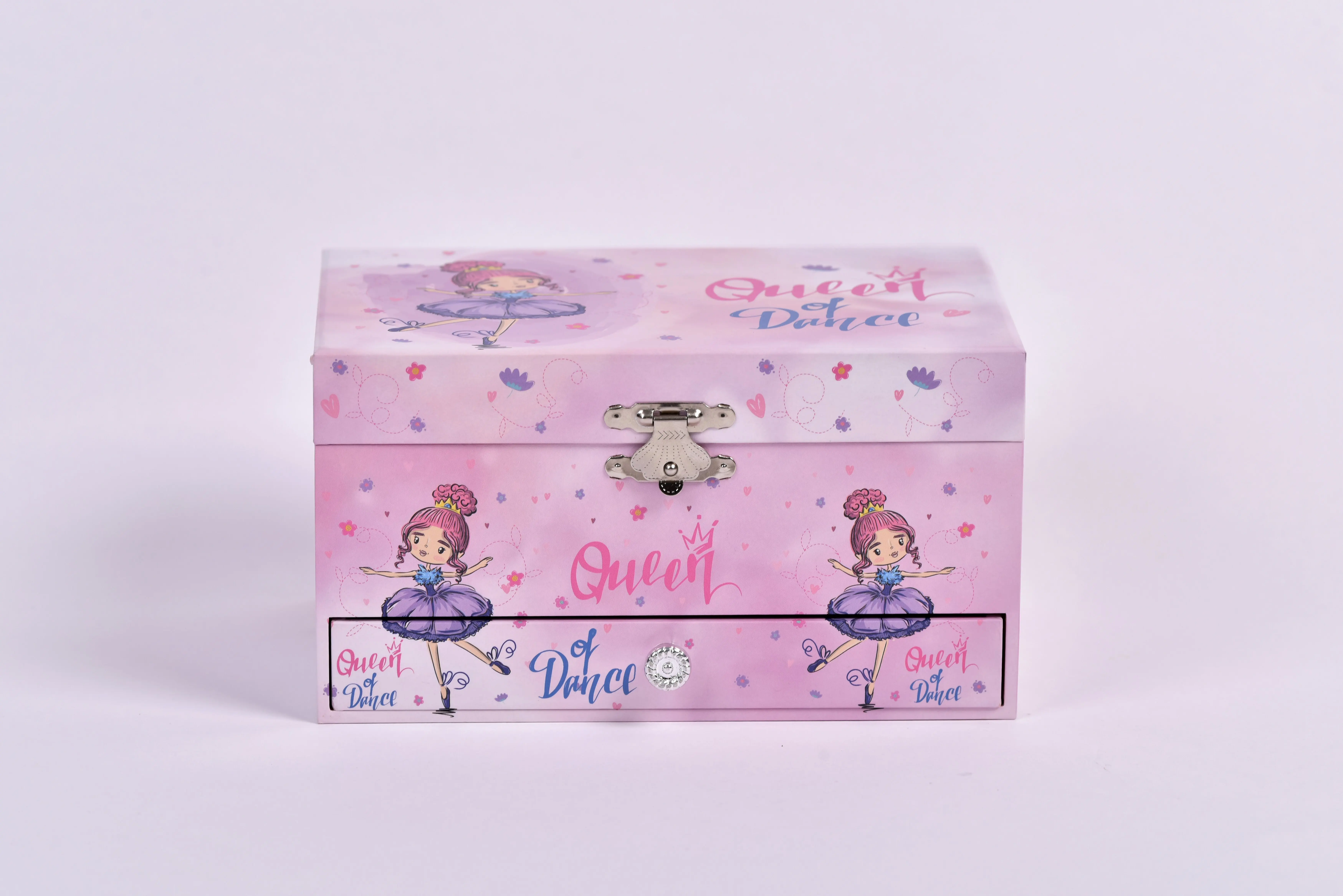 Ever Bright 7 inch Purple Dancing Ballerina Girl Wind Up Music Box Custom LOGO MDF Paper Wood Jewelry Music Box For Girl Gifts