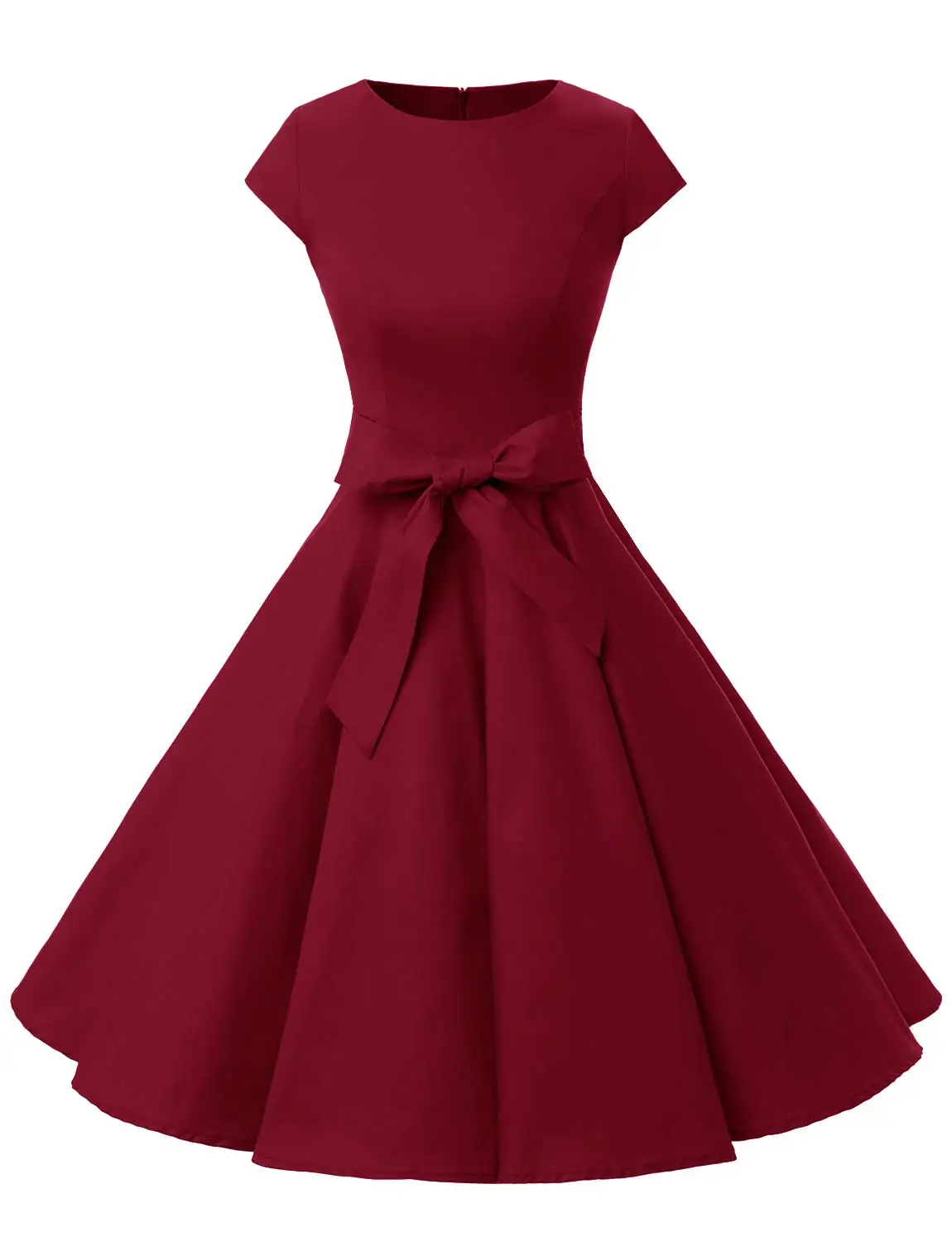 Women Vintage 1950s Retro Rockabilly Prom Dresses Cap-Sleeve
