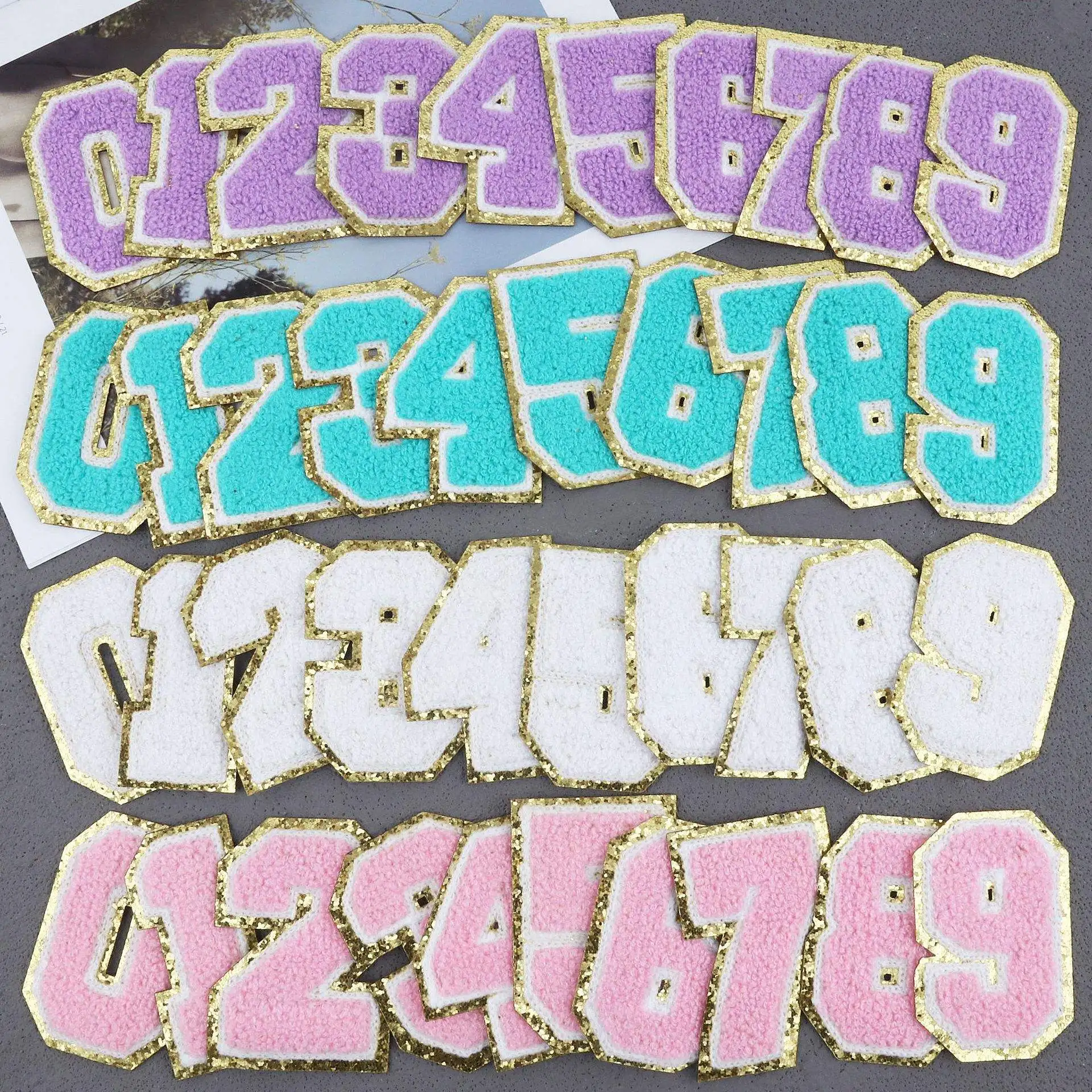 New Design Adhesive Repair Alphabet Sewing Iron On Chenille Number Patches