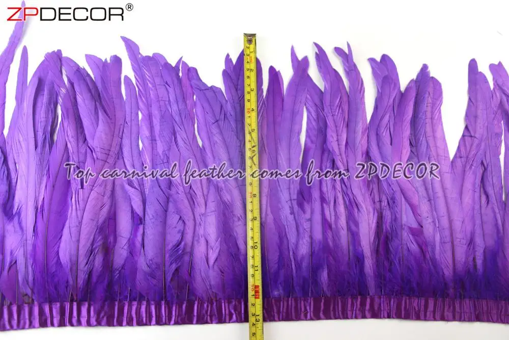 ZPDECOR Wholesale Stock 16 Colors 30-35 cm Bleached Dyed Purple Rooster Tail Feather Trim for Brazilian Men Carnival Costumes