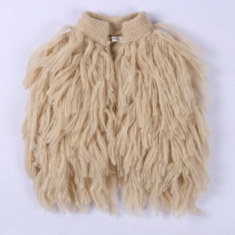 
2020 New Multicolor Girls Tassel Sweater Vest Baby Coat Autumn Winter knitting Hand Made Tank Top 
